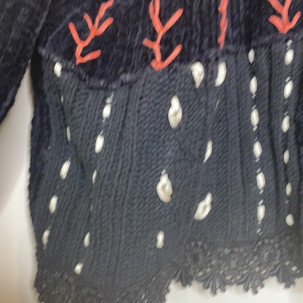 Vintage Sandy Starkman || Chenille Button Front/Ribbon Art Sweater/Jacket - Picture 9 of 17